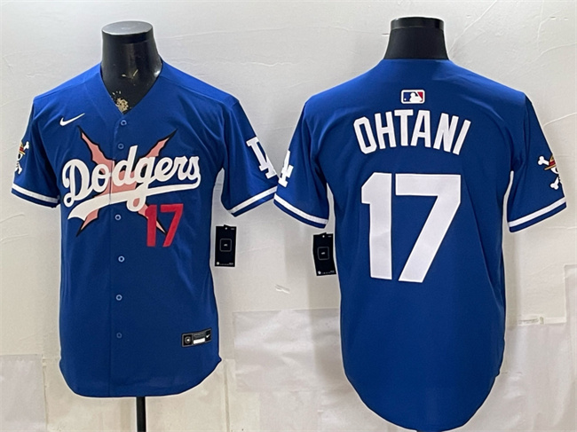 Men's Royal Los Angeles Dodgers x One Piece #17 Shohei Ohtani Vapor Premier Limited Stitched Baseball Jersey